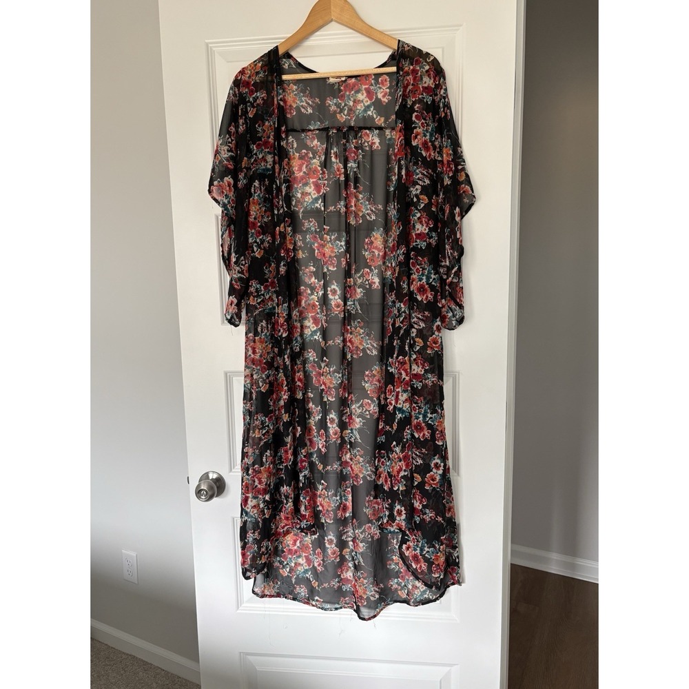 Sheer Floral Ethereal Kimono Size Medium Fairy Core Whimsie Spring Outfit